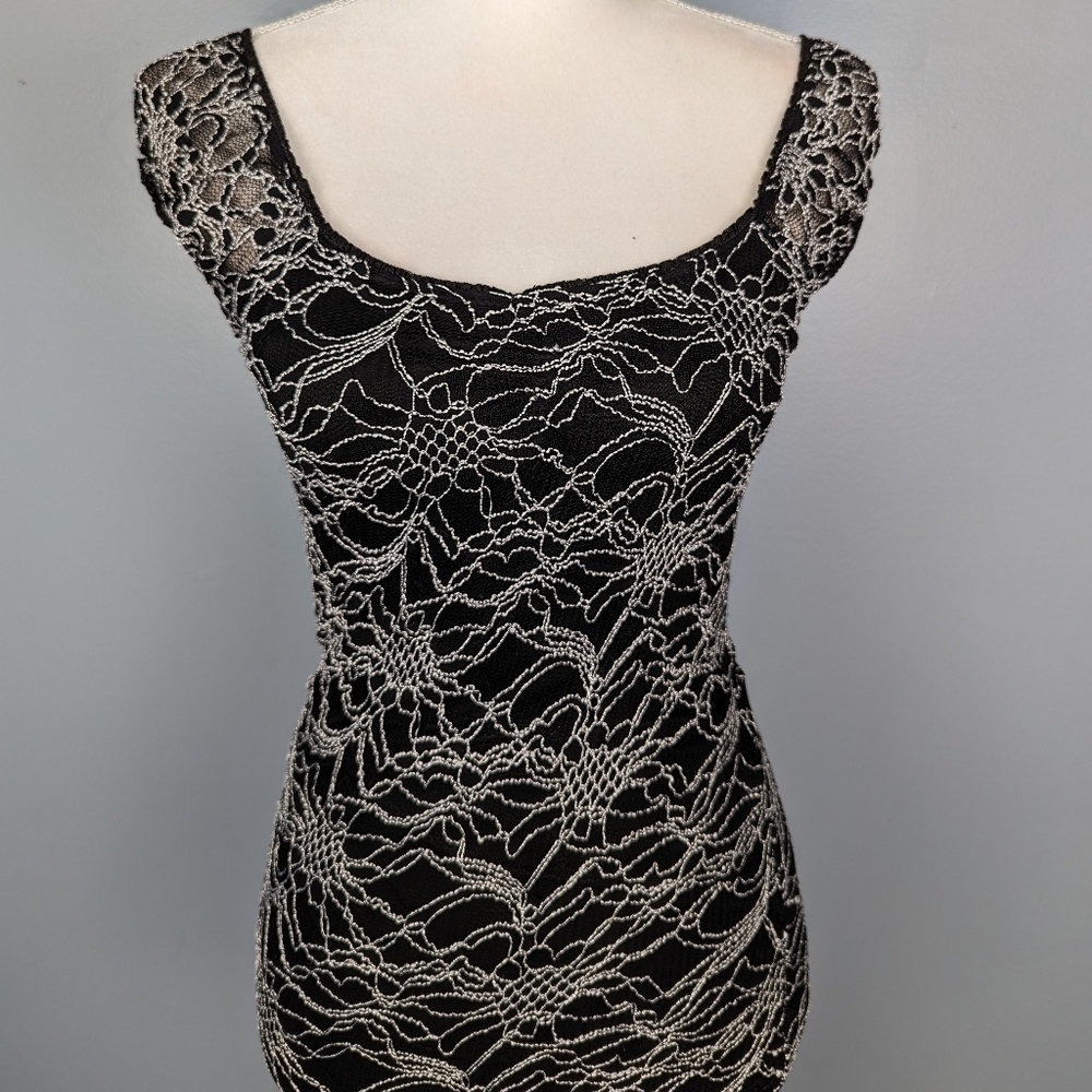 Y2K black and white midi dress
